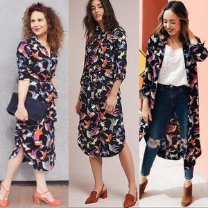 Anthropologie Maeve Martina Bird Print Shirtdress